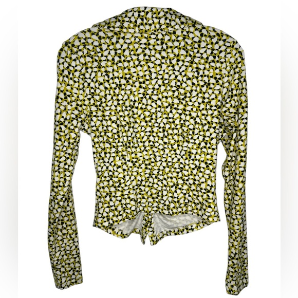 Maeve by Anthropologie Ruched Button-Front Shirt Yellow Abstract Print Small - Picture 3 of 11